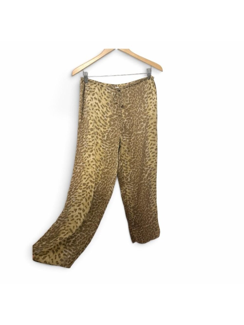 2003 Vintage Victorias Secret 100% Silk Leopard Cheetah Print Wide Leg Lounge Pa